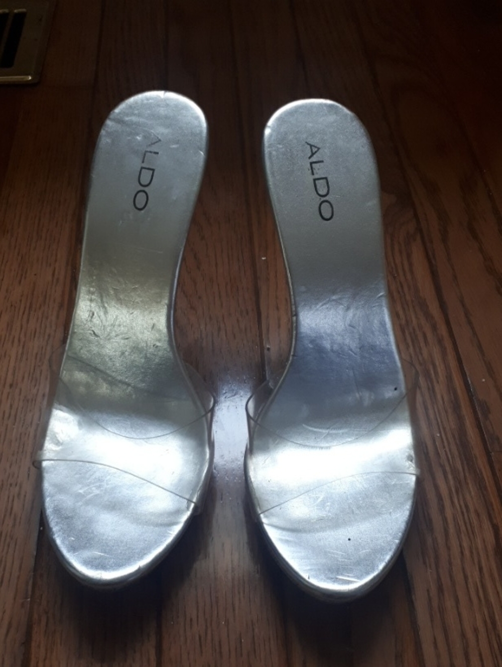 ALDO Silver Clear Strap Women's Slide Heels